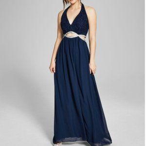 Speechless Cutout Waist Halter Neck Special Occasion Prom Homecoming Dress Navy